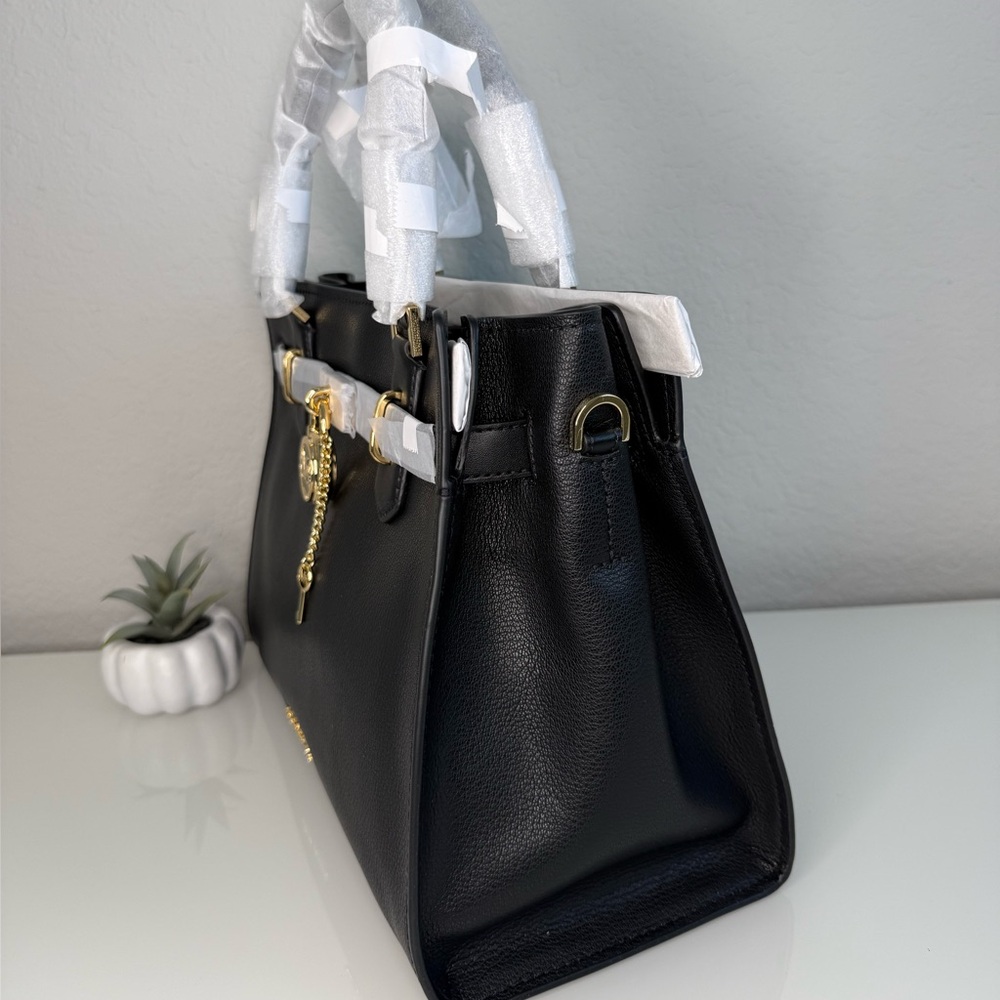 Michael Kors Hamilton Medium Satchel Purse Handbag in Black NWT - Picture 6 of 12